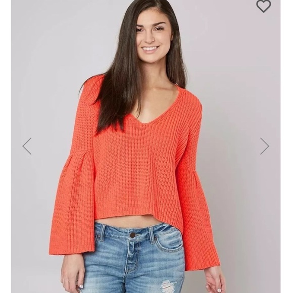 Free People Damsel Bell Sleeve Sweater Coral Sz XS - Picture 14 of 14